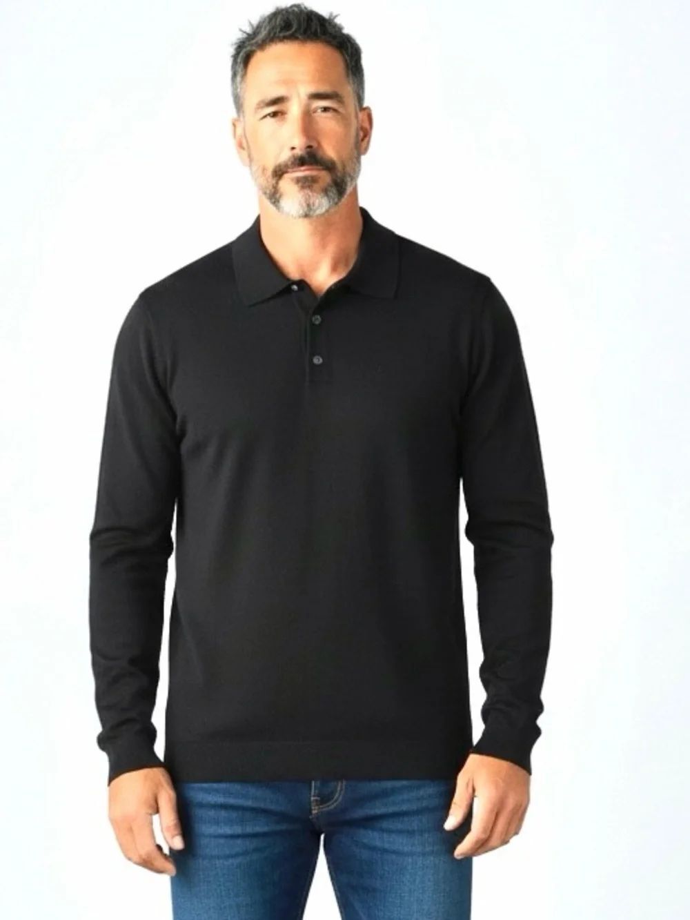 NWT Joseph & Lyman Black Wool Polo Sweater Men's Size S made in Australia